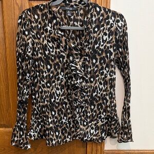 Style & Co. Leopard Print Ruffle Front Blouse, EUC, 2P